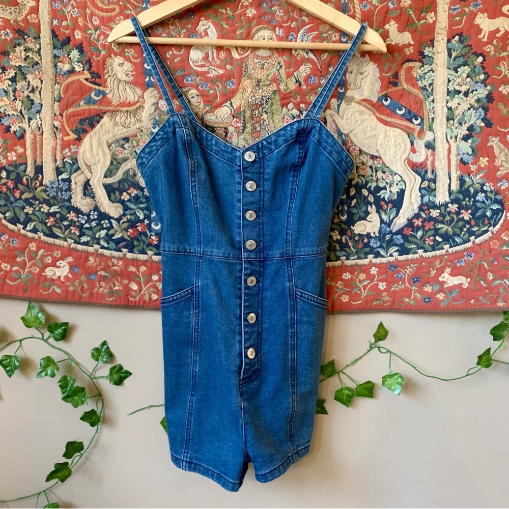 Denim Button-Up Romper
